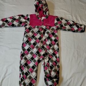 Columbia Kids Snowsuit in Pink and Black Checkered Pattern